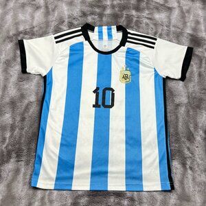 Argentina Soccer Jersey Youth 26 Blue Striped Adidas La Seleccion Boys XL